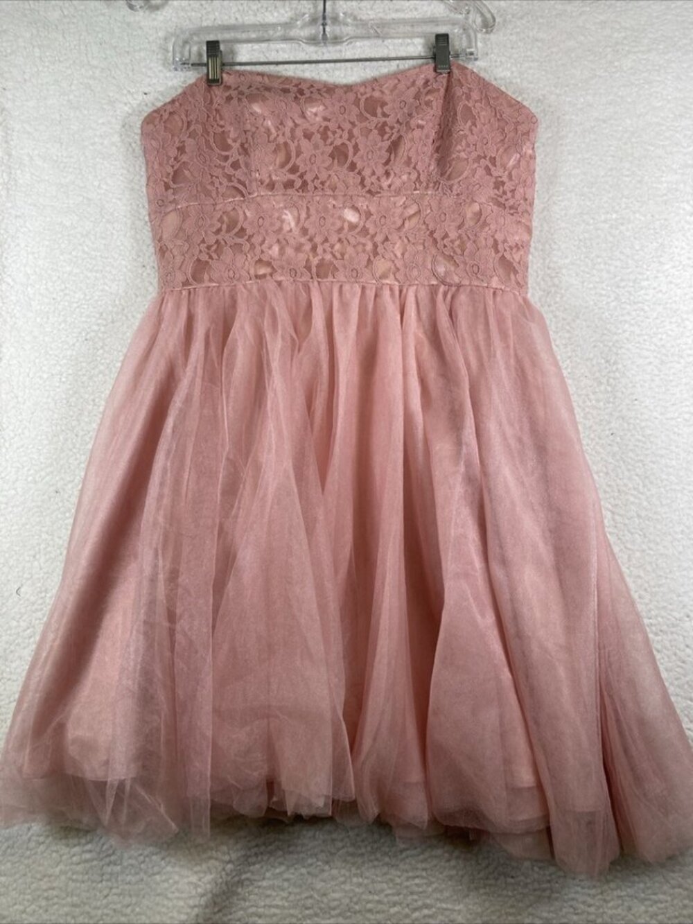 NWT Gather & Gown Pink Strapless Lace Tulle Mini Dress Size 16